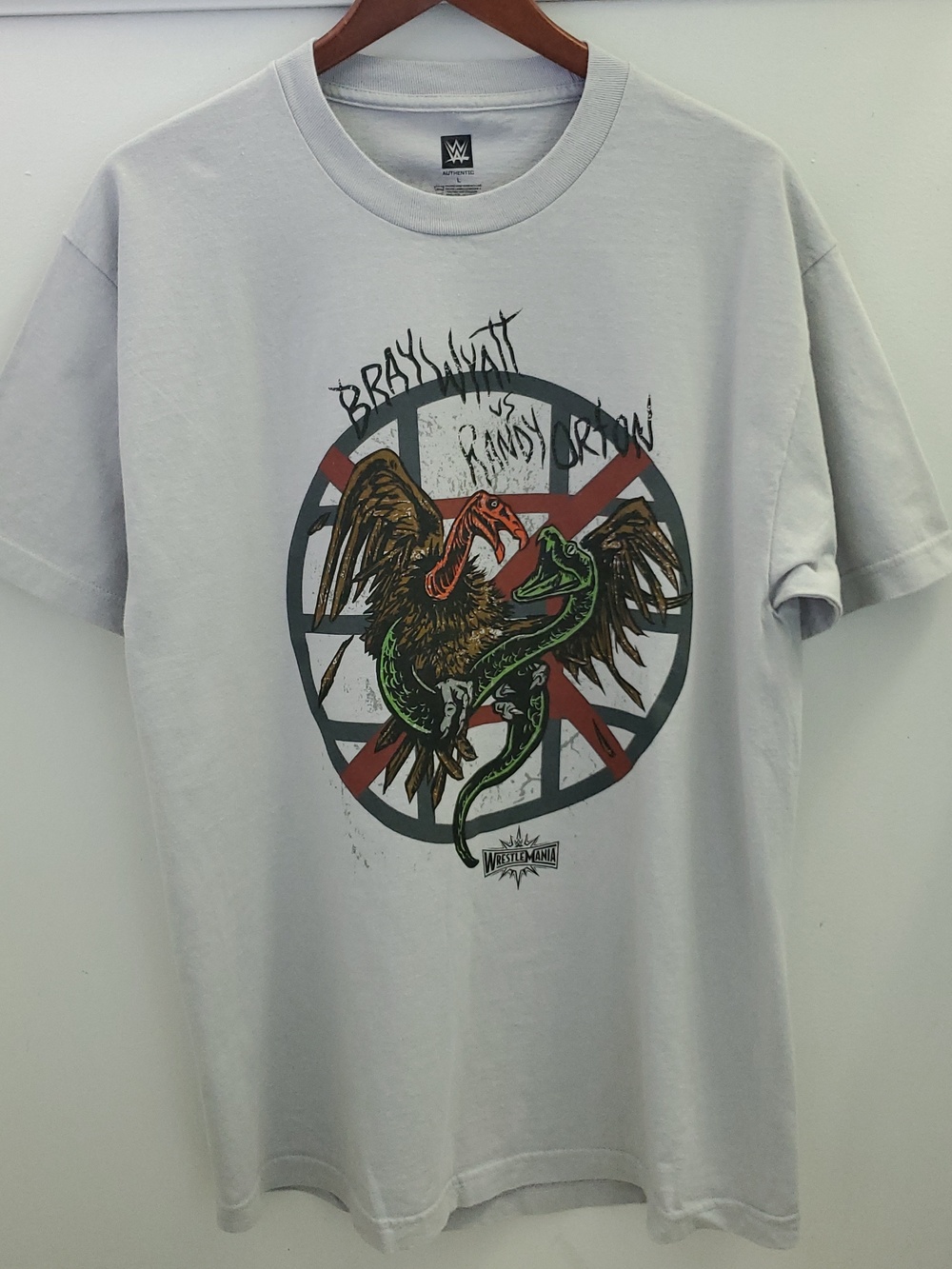 WWE Gray Graphic T-Shirt - Viper & Vulture Bray Wyatt VS Randy Orton Size Large